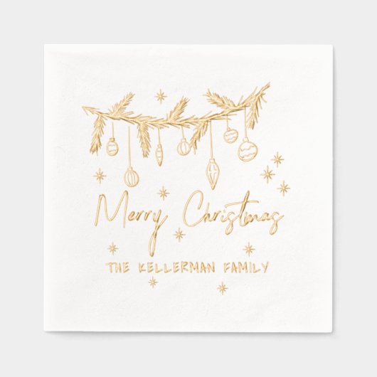 Met de hand getekende Kerstmis Goud Folie Servetten (Voorkant)