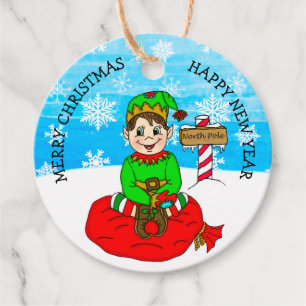 Met de hand getekende Kerstmis van en naar het Lab Bedankjes Labels