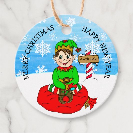 Met de hand getekende Kerstmis van en naar het Lab Bedankjes Labels (Voorkant)