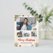 Met de Hand Getekende Kerstmis Vier Foto Collage (Staand voorkant)