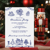 Met de Hand Getekende Kerstparty Doodle Kaart