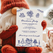 Met de Hand Getekende Kerstparty Doodle Kaart