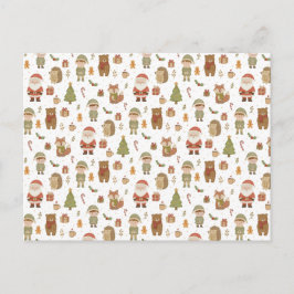 Met de hand getekende kerstpostkaart met winterlan feestdagenkaart