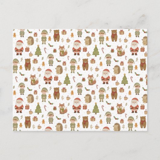 Met de hand getekende kerstpostkaart met winterlan feestdagenkaart (Voorkant)