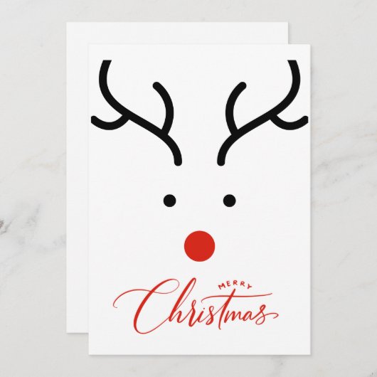 Met de hand getekende kerstrendierfeestkaart feestdagenkaart (Voorkant / Achterkant)