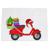 Met de hand getekende kerstscooter groot cadeauzakje (Voorkant)