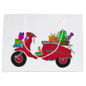 Met de hand getekende kerstscooter groot cadeauzakje (Voorkant)