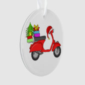 Met de hand getekende kerstscooter met geschenken ornament (voorkant)
