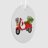 Met de hand getekende kerstscooter met geschenken ornament (voorkant)