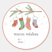 Met de hand getekende kerstsokken cadeau label sti (Voorkant)