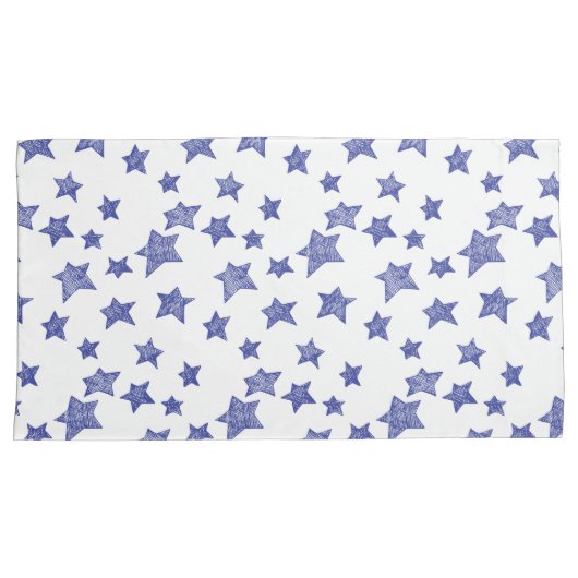 Met de hand getekende kerststerren kussensloop (Voorkant-Rechts)