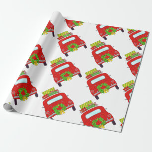 Met de hand getekende kerstwagen cadeaupapier
