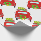 Met de hand getekende kerstwagen cadeaupapier (Hoek)