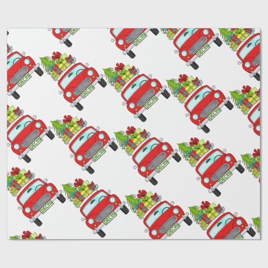 Met de hand getekende kerstwagen cadeaupapier (Vlak)