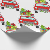 Met de hand getekende kerstwagen cadeaupapier (Hoek)