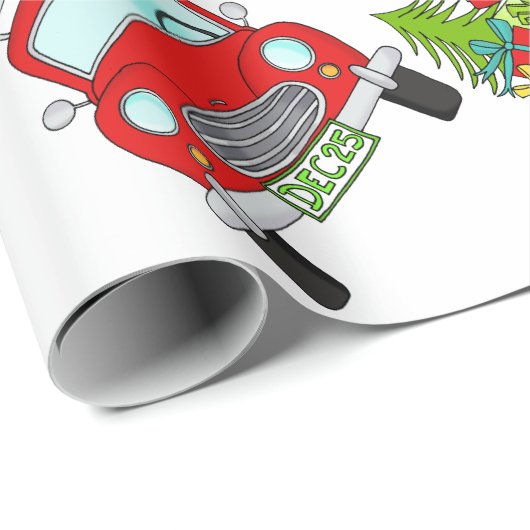 Met de hand getekende kerstwagen cadeaupapier (Rol Hoek)