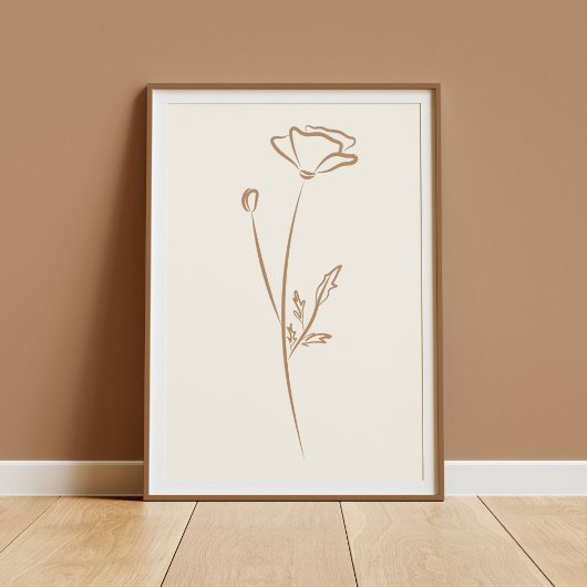 Met de hand getekende klaproos wandkunst bloem afd poster