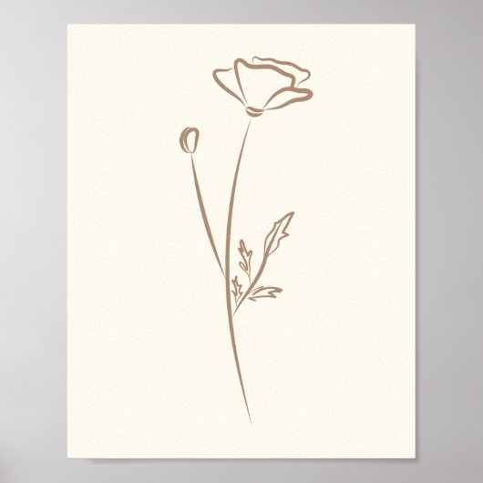 Met de hand getekende klaproos wandkunst bloem afd poster (Voorkant)