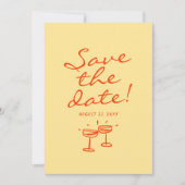 Met de Hand Getekende Kleurrijke Retro Plezierige  Save The Date (Voorkant)
