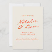 Met de Hand Getekende Kleurrijke Retro Plezierige  Save The Date (Achterkant)