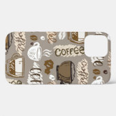 Met de hand getekende koffee pattern achtergrond Case-Mate iPhone case (Achterkant (horizontaal))
