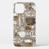 Met de hand getekende koffee pattern achtergrond Case-Mate iPhone case (Achterkant)