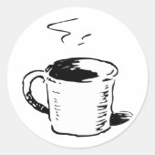 Met de hand getekende koffiebeker schets minimalis ronde sticker (Voorkant)