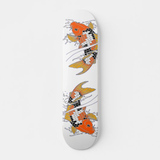 Met de Hand Getekende Koi Skateboard Deck (Voorkant)