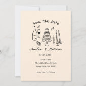Met de hand getekende Koppel Glas Doodle Whimsical Kaart (Voorkant)