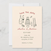 Met de hand getekende Koppel Glas Doodle Whimsical Kaart (Voorkant)