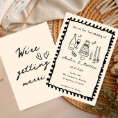 Met de hand getekende Koppel Glas Doodle Whimsical Kaart