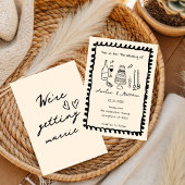 Met de hand getekende Koppel Glas Doodle Whimsical Kaart