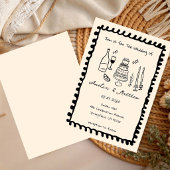 Met de hand getekende Koppel Glas Doodle Whimsical Kaart