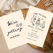 Met de hand getekende Koppel Glas Doodle Whimsical Kaart