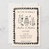 Met de hand getekende Koppel Glas Doodle Whimsical Kaart (Voorkant)