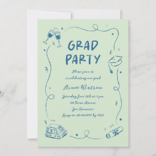 Met de Hand Getekende Krabbel Doodles Afstudeerfee Kaart