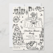 Met de Hand Getekende Krabbel Doodles Kerstfeest Kaart (Voorkant)