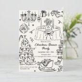 Met de Hand Getekende Krabbel Doodles Kerstfeest Kaart (Staand voorkant)