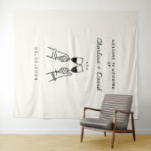 Met de Hand Getekende Krabbel Huwelijks Verwelkomi Wandkleed (In Situ (horizontaal))