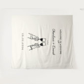 Met de Hand Getekende Krabbel Huwelijks Verwelkomi Wandkleed (Voorkant (horizontaal))