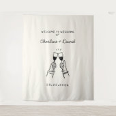 Met de Hand Getekende Krabbel Huwelijks Verwelkomi Wandkleed (Voorkant)