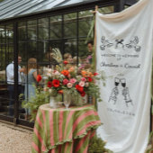 Met de Hand Getekende Krabbel Huwelijks Welkom Wandkleed