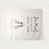 Met de Hand Getekende Krabbel Huwelijks Welkom Wandkleed (Voorkant (horizontaal))