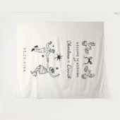 Met de Hand Getekende Krabbel Huwelijksbegroeting Wandkleed (Voorkant (horizontaal))