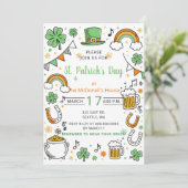 Met de hand getekende krabbel luchtige St. Patrick Kaart (Staand voorkant)