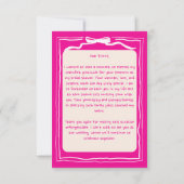 Met de hand getekende krabbel retro roze lint brui bedankkaart (Achterkant)