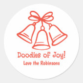 Met de Hand Getekende Krabbel Speelse Doodle Kerst Ronde Sticker (Voorkant)