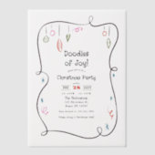 Met de Hand Getekende Krabbel Speelse Doodle Kerst Vellum Uitnodigingen (Voorkant)