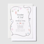 Met de Hand Getekende Krabbel Speelse Doodle Kerst Vellum Uitnodigingen (Offset)