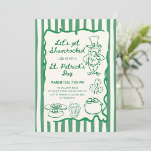 Met de hand getekende krabbeldoodles groene St. Pa Kaart